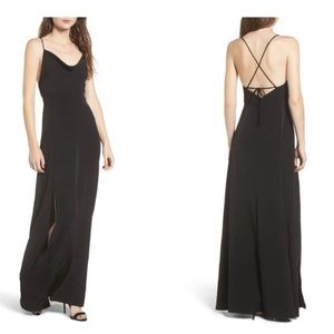 Formal Black Long Dress with Cowl Neck